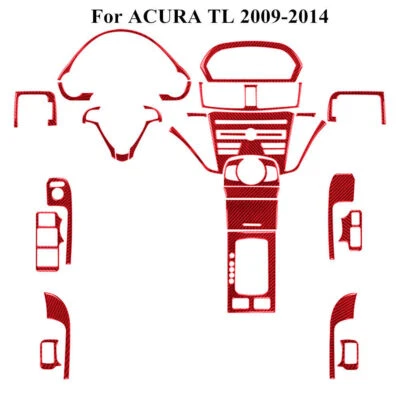Juego completo de 27 piezas de fibra de carbono roja kit interior cubierta embellecedor para ACURA TL 2009-2014 Foto 1 de 4