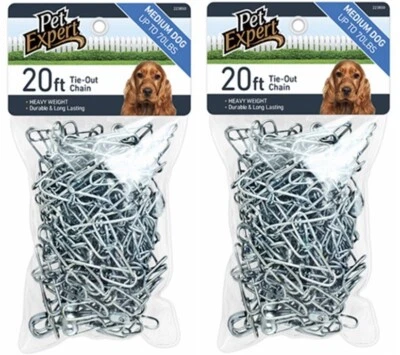 WESTMINSTER PET PRODUCTS Pet Expert PE223850 20' ft Heavy Duty Dog Tie Out Chain - Pack of 2