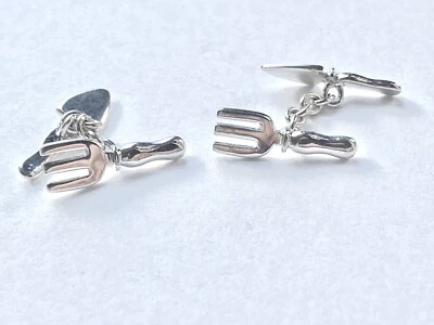 Vestido camisa de plata esterlina 925 tenedor y paleta gemelos Foto 1 de 4