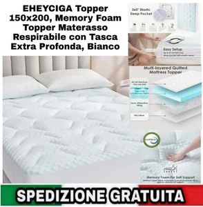 Topper Matrimoniale 150x200, Memory Foam Topper Materasso Respirabile con Tasca - Foto 1 di 13