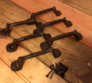 Set aus sechs 5 1/2" langen braunen Gusseisen Schubladen-/Schrankgriffen... KOSTENLOSER VERSAND! - Bild 1 von 10