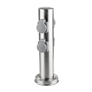 Außen Garten-Steckdose 4-fach Säule Turm Edelstahl IP44 230V 4er Strom-Verteiler - Bild 1 von 3