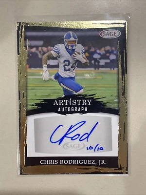 2023 Sage Artistry Chris Rodriguez Jr. Auto RC Rookie Gold /10 Bookend #AA-CRJ - Image 1 of 2