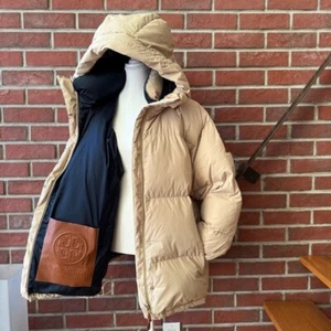 •FLASH SALE Tory Burch Beige/Sand Very Oversized Puffer With Hood Size S-L - Picture 1 of 16