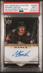 PSA 9 2021 UPPER DECK OVATION UD GLASS MAXIME COMTOIS AUTO GOLD /35 - Picture 1 of 2