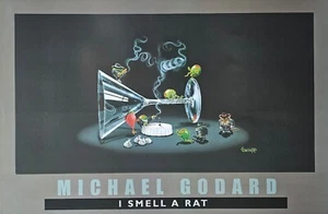 Michael Godard I Smell A Rat Rare Original Poster Martini Glass Olive Strawberry - Picture 1 of 17