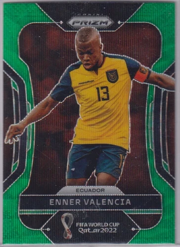2022 Panini Prizm World Cup Enner Valencia Green Wave Prizm #77 Ecuador