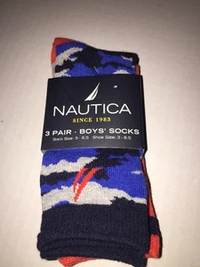Brand New- Nautica 3 Pair Boys Socks (Size 3c-8.5c) - Picture 1 of 2