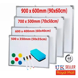 MAGNETIC WHITEBOARD SMALL LARGE WHITE BOARD DRY WIPE NOTICE OFFICE SCHOOL HOME - Picture 1 of 5