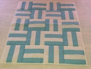 New Homemade Lap Quilt, Blue & White, 32 x 40 inch - Picture 1 of 6