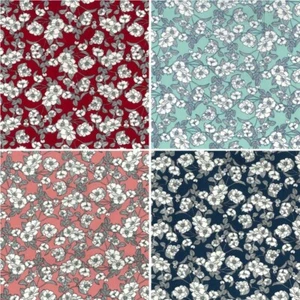 100% Cotton Poplin Fabric Rose & Hubble White Poppy Poppies Floral Flower - Picture 1 of 6