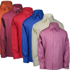 Baby Toddler Boys Formal Dress Shirt Red Blue Rust Orange Pink Burgundy Ivory - Picture 1 of 32