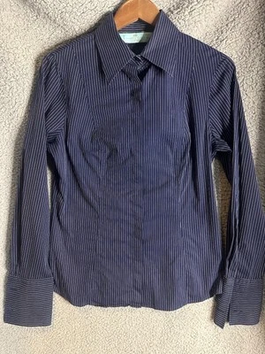Camisa Hawes & Curtis Azul Marino Rayas Talla 16 UK - 34 EU City Fit Puño Francés Foto 1 de 4