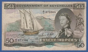SEYCHELLES -- 50 RUPEES ( 1.10.1970 ) -- "SEX" -- FINE -- A/1 -- PICK 17c - Picture 1 of 3