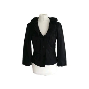 Renato Nucci Paris Women Black Ruffled Cotton Topper Pop Top Blazer. EU 42/UK 14 - Picture 1 of 15