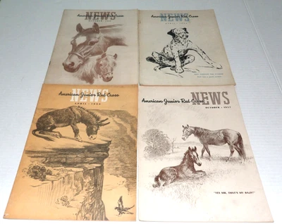 4 Vtg 1950's Wesley Dennis Covers  American Jr Red Cross Mags Brighty/Dalmation+ - Image 1 of 4