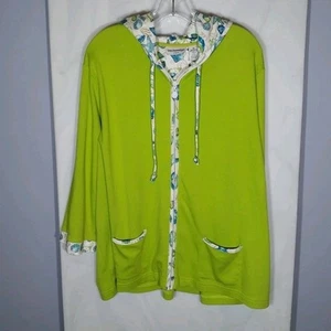 Breckenridge Women’s Hoodie Sz 3X Green Full Zip Sea Shells Beach Nautical Comfy - Picture 1 of 10