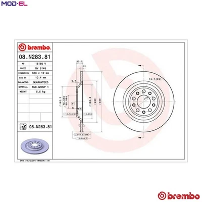 2x BRAKE DISC 08.N283.81 FOR JEEP CHEROKEE/SUV/HATCH/MEDIO EBT/EBS 2.0L 4cyl - Image 1 of 4