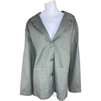 Joan Rivers Signature Twill Chore Jacket with Buttons Dusty Olive 1X NWOT - Image 1 of 4