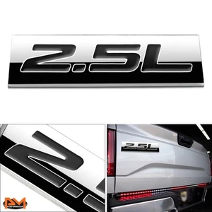 "2.5L" Polished Metal 3D Decal Black Emblem For Subaru/Nissan/Renault/Toyota - Picture 1 of 2