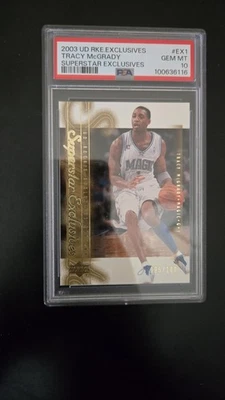 2003-04 Tracy McGRADY UD Rookie Exclusives Superstar SP INSERTO #/100! PSA 10 GEMA Foto 1 de 4