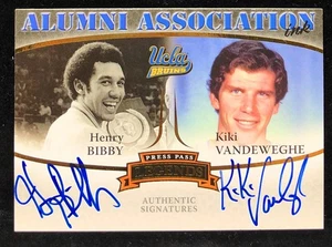 Press Pass Legends Alumni Association 2007 doble Henry Bibby Kiki Vandeweghe automático - Imagen 1 de 2