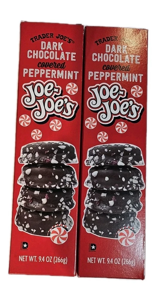 2 x Trader Joe's Dark Chocolate Covered Peppermint Joe-Joe's Cookies 9.4 oz Each - Image 1 of 1