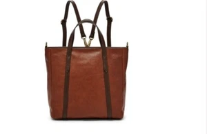 Fossil Leather Sydney Backpack 3 Way Carry Brandy Brown Rrp £149 - Picture 1 of 6