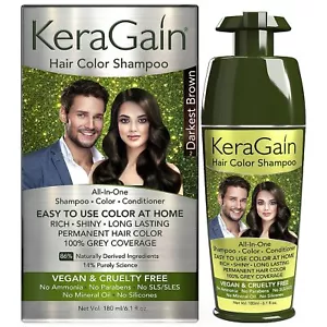 Champú para color de cabello KeraGain - libre de amoníaco (marrón más oscuro (180 ml) envío gratuito - Imagen 1 de 5