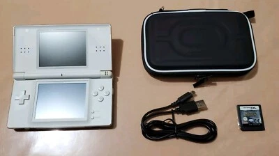 Nintendo DS Lite White Handheld System + Charge Cable & Game - image 1 of 4