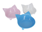 Cat Bowl Non Slip Pet Feeding Tilted Raised Feed Bowl Feeder X 3 Blue White Pink