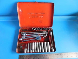 USED, SNAP ON  " VINTAGE" 1/4 IN. DR. SOCKET SET , WITH STORAGE CASE, 29 PC'S. - Picture 1 of 10