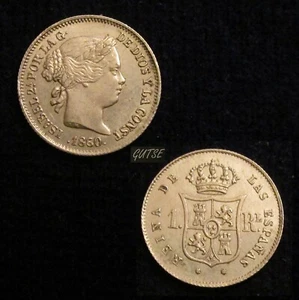 SPAIN, 639-ISABEL II, 1 REAL 1860, BARCELONA, SILVER, XF. - Picture 1 of 1
