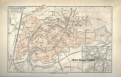 1880 Stadtplan Straßburg Mit Straßenverz. 24x16 Cm, Bibliographisch Institut • 1€