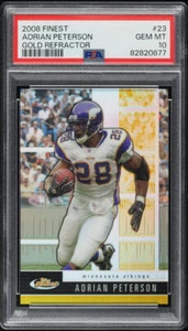 2008 FINEST GOLD REFRACTOR ADRIAN PETERSON /50 #23 PSA 10 GEM MINT POP 3 - Picture 1 of 2