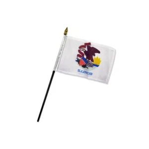 Illinois 4x6in Stick Flags USA IL Illinois State Flags - Picture 1 of 4