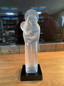 Lalique Signed Madonna Virgin Mary Crystal Frosted Satin & Clear Glass Figurine - Picture 1 of 2