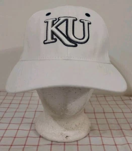 KU Kansas University Jayhawks Cap Hat White Size M/L Fitted Embroidered NCAA - Picture 1 of 6