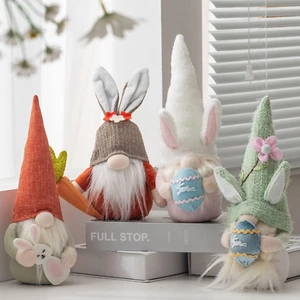 Easter Gnomes Decorations, 4Pcs Plush Easter Bunny Egg Carrot Handmade Swedish T - Picture 1 of 12