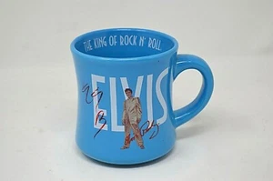 Taza de café Elvis Presley Signature The King of Rock n Roll coleccionable azul - Imagen 1 de 2
