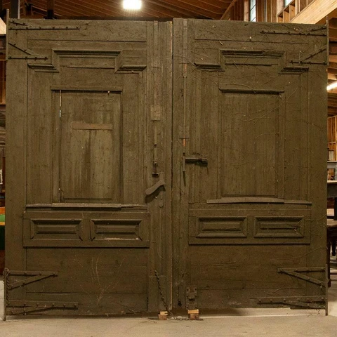 Antique Brown Painted Gate Doors, Grand Scale at 9' Wide Cover