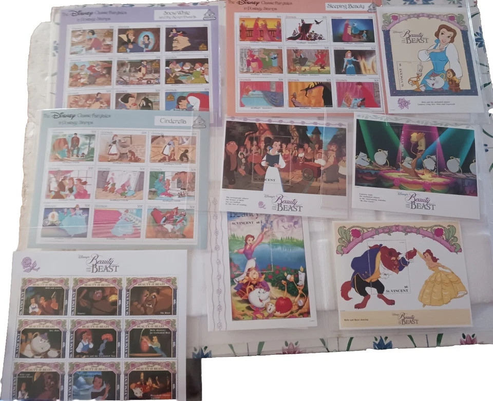 JUEGO DE SELLOS DE ST VINCENT BEAUTY AND THE BESTIA DISNEY 6V 1992 MNH PELÍCULA ANIMADA BELLE Foto 1 de 1