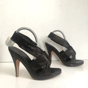 Sigerson Morrison For Pringle of Scotland Size 9 high heels leather  Black shoes - Picture 1 of 9