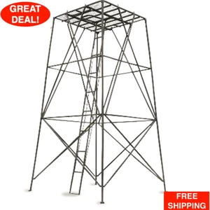 10' Elevated Hunting Platform Tower Steel Deer Game Blind Outdoor 500lb Capacity - Picture 1 of 24