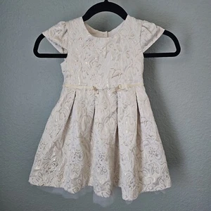 Girls Laura Ashley Jacquard Cream Gold Lined Tulle Dress *With Defect Size 5 - Picture 1 of 9