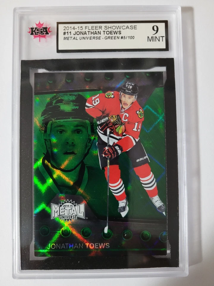 Jonathan Toews 2014-15 Precious Metal Gem GREEN Hockey Card #5/100 KSA Graded 9! - Image 1 of 2