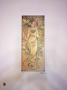 Alphonse Mucha off set lithograph cm 50x70 with certificate - signature on plate - Picture 1 of 6