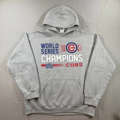 Chicago Cubs 2016 World Series Champs Pullover Hoodie Mens Large Gray Fleece - Image 1 of 4