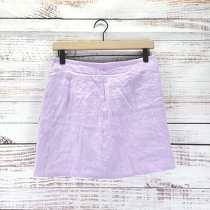 Frame Damen Größe 8 Leinenmischung Twill Flieder Minirock Designer Freizeit Gefüttert - Bild 1 von 9
