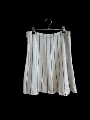 Theory Stripe Knit Skirt Black White Stretch L A Line Mini - Image 1 of 4